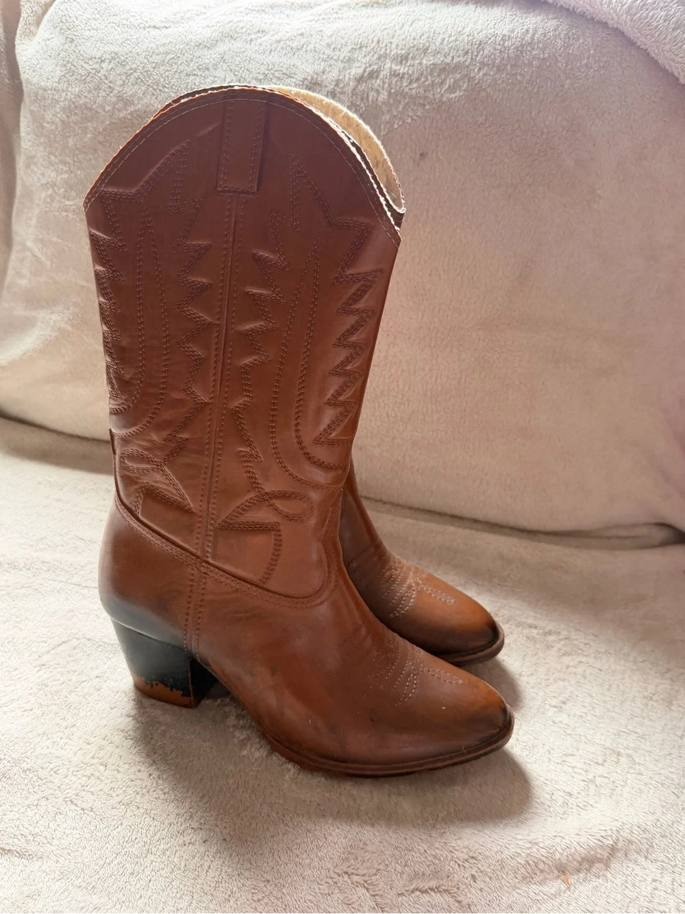 Vintage Sears Women's Brown Western Heeled Boots Made in USA